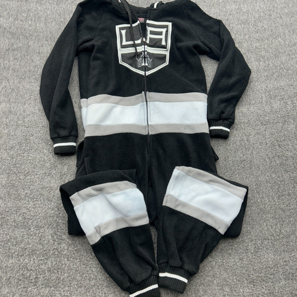 Black Fleece Onesie with Gray & White Stripes